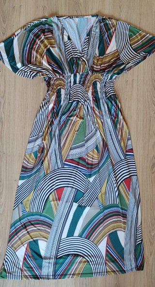 Vestido largo estampado multicolor