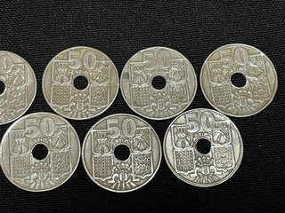 Lote 7 monedas diferentes * 50 ctos 1949 y 1963