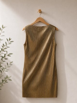 Vestido dorado metálico plisado