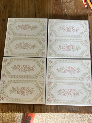 4 Azulejos Retro Florales