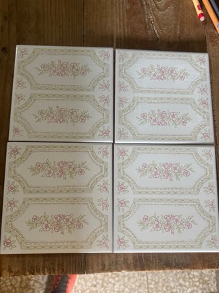 4 Azulejos Retro Florales