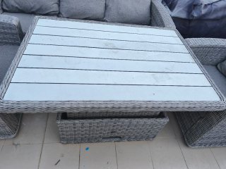 Conjunto de jardín ratán gris