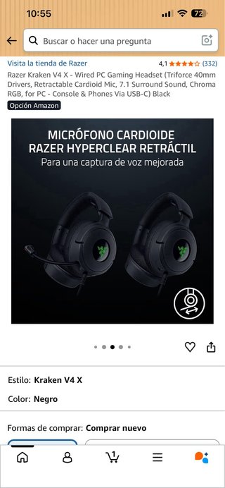 Auriculares Gaming Razer Kraken V4 X USB