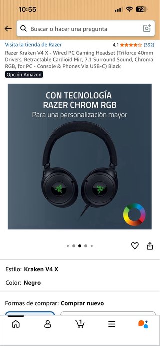 Auriculares Gaming Razer Kraken V4 X USB