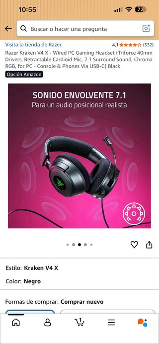 Auriculares Gaming Razer Kraken V4 X USB