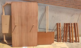 Mesa comedor nogal 150*85+2*45, alas extensibles