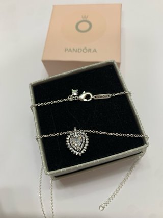 Collar Pandora Corazón Brillante Plata