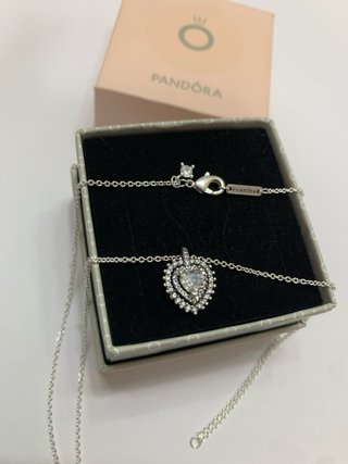 Collar Pandora Corazón Brillante Plata