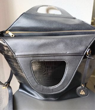 Bolso Benetton Negro Cocodrilo