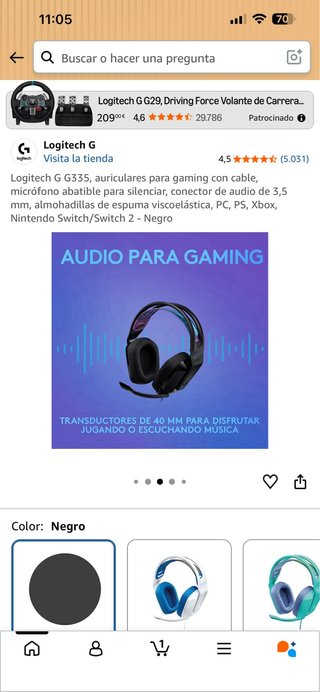 Auriculares Gaming Logitech G G335 Negro