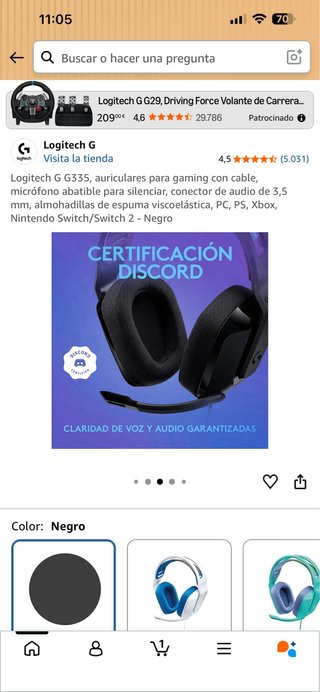 Auriculares Gaming Logitech G G335 Negro