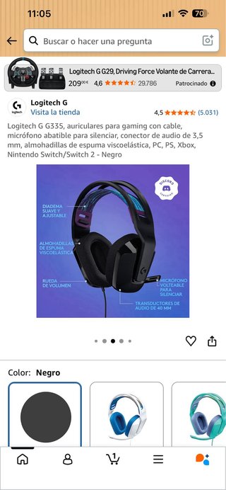 Auriculares Gaming Logitech G G335 Negro