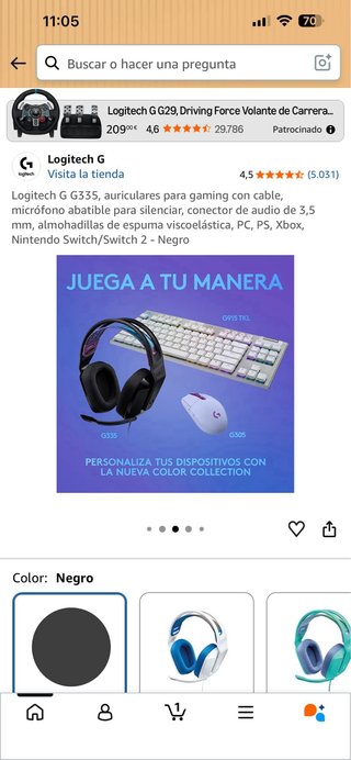 Auriculares Gaming Logitech G G335 Negro