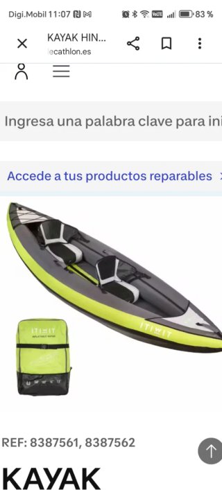 Kayak hinchable Decathlon 2 plazas + remos