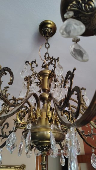 Lámpara colgante cobre y cristal