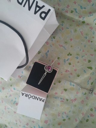 Collar Pandora Llave Corazón Rosa Plata