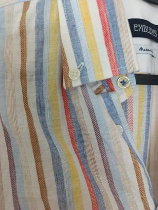 Camisa de lino Emblems rayas S