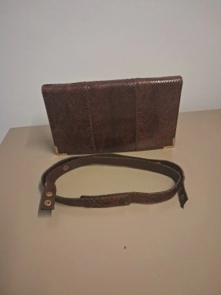 Bolso Piel Serpiente Marrón y Dorado