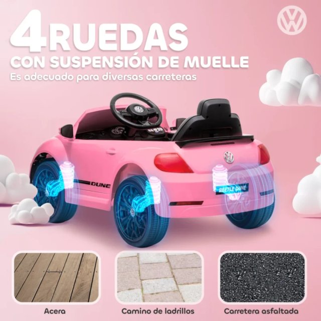 Coche Eléctrico Infantil Rosa VW Beetle