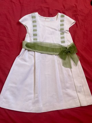 Vestido fiesta niña blanco y verde