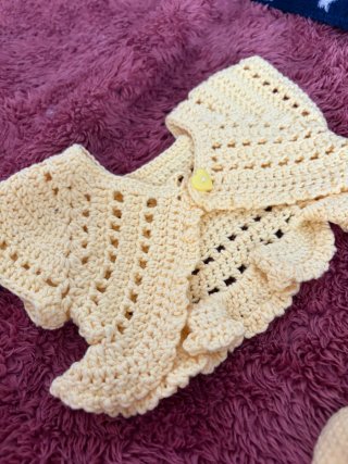 Conjunto Bolero y Sandalias Bebé Crochet Amarillo