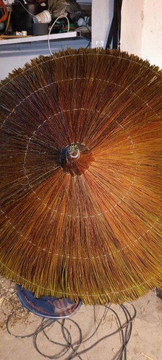Sombrilla de mimbre y sisca para piscina