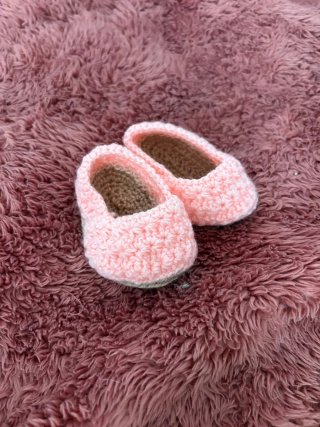 Manoletinas crochet bebé rosa