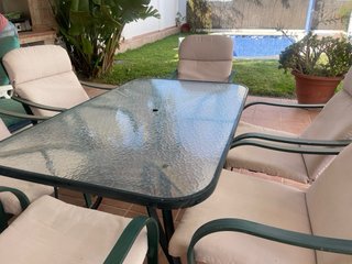 Mesa y 6 Sillas Jardín Aluminio