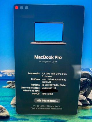 MacBook Pro 16 2019 i9 16GB 1TB gris espacial,leer