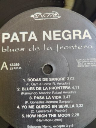 Vinilo Pata Negra Blues de la Frontera 1a edición