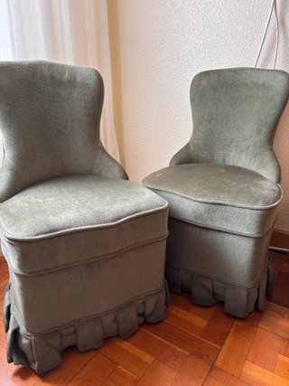 Pareja Sillas Descalzadoras Vintage Terciopelo Ver