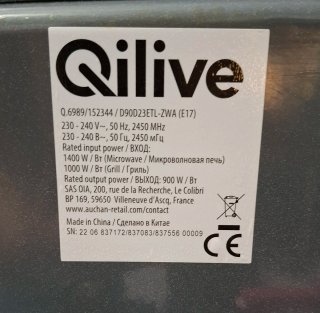 Microondas Quilive 23L para Reparación o Piezas