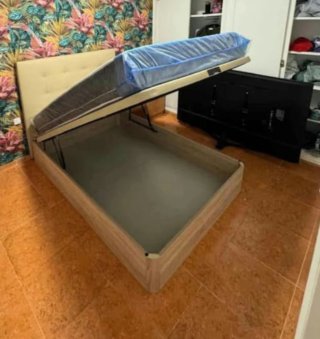 Canapé a ribalta in legno con 4 angoli arrotondati in legno massello da 3 cm con coperchio rinforzato