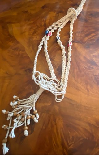 Porta vaso macramé vintage con perline