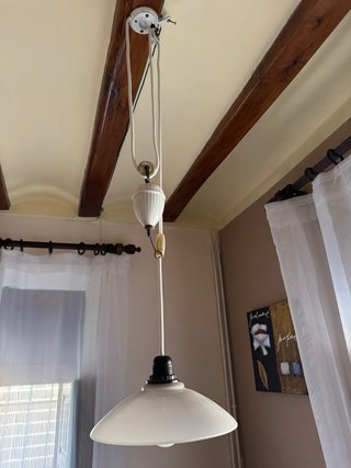 Lámpara antigua sube y baja cristal opaco