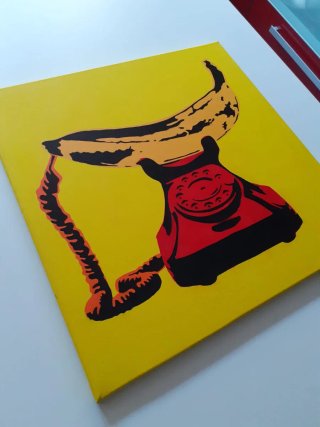 Quadro Pop Art Banana Telefono Rosso