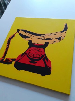 Quadro Pop Art Banana Telefono Rosso