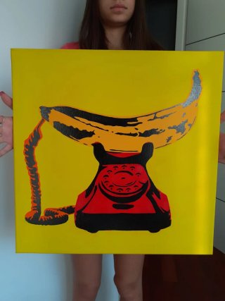 Quadro Pop Art Banana Telefono Rosso
