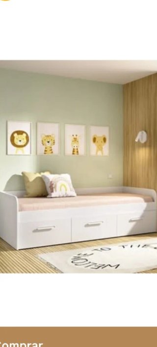 Cama 90cm Blanca con Cajones