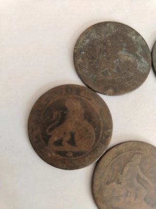 6 Monedas Cobre Gobierno Provisional 10 Céntimos