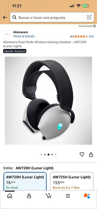 Auriculares Gaming Inalámbricos Alienware AW720H