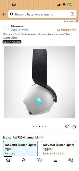 Auriculares Gaming Inalámbricos Alienware AW720H