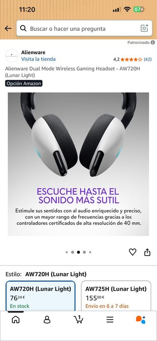 Auriculares Gaming Inalámbricos Alienware AW720H
