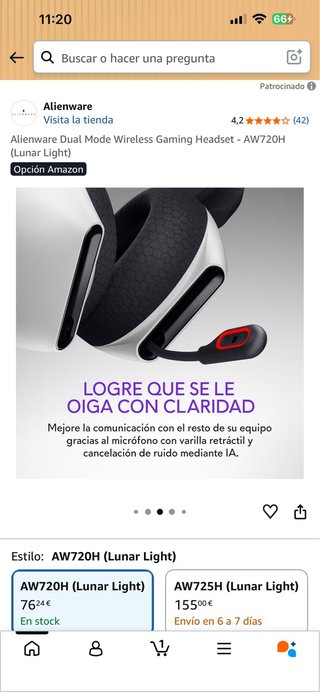 Auriculares Gaming Inalámbricos Alienware AW720H