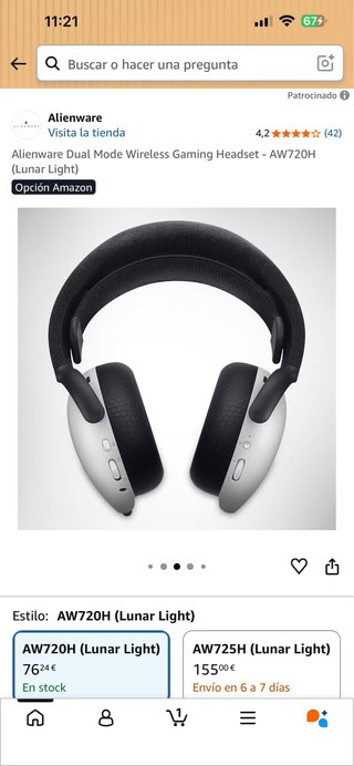 Auriculares Gaming Inalámbricos Alienware AW720H