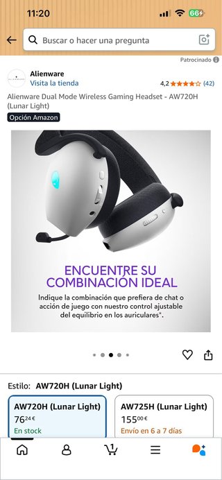 Auriculares Gaming Inalámbricos Alienware AW720H
