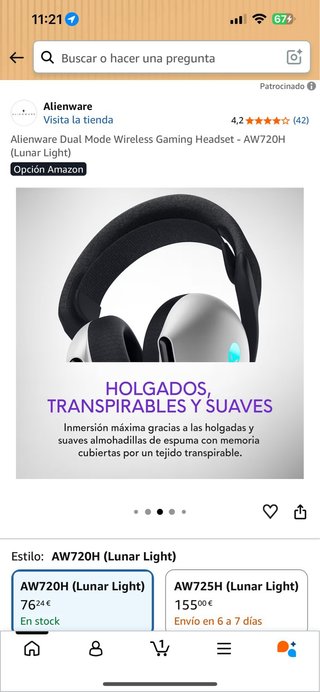 Auriculares Gaming Inalámbricos Alienware AW720H
