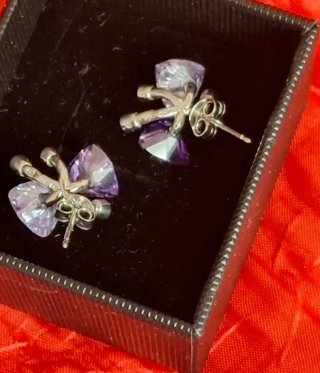 Pendientes Plata 925 Corazón Morado