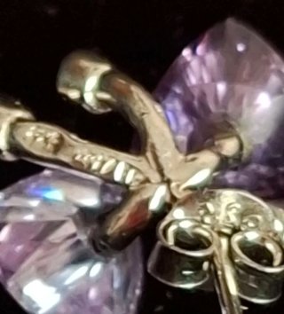 Pendientes Plata 925 Corazón Morado