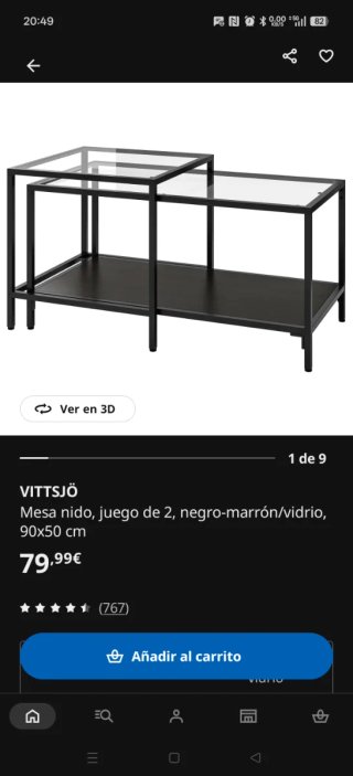 3 Mesitas de salón cristal y metal ikea